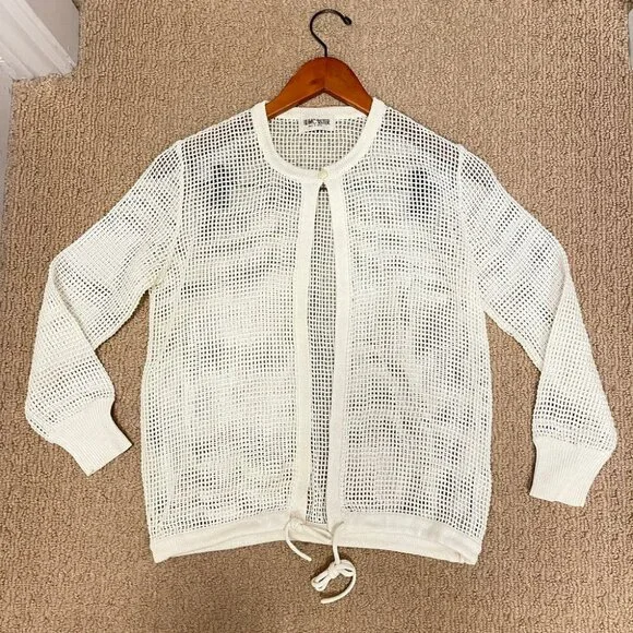 Vintage Sheer Square Crochet Cardigan Ivory – XS - Picture 8 of 11